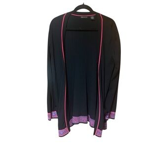 Grace Dane Lewis Paisley Trim Open‎ Front Cardigan Sweater